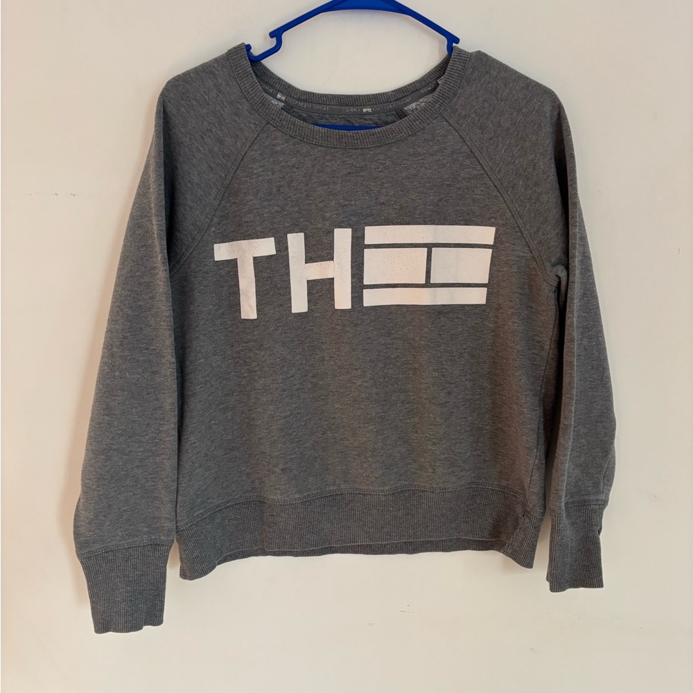 Tommy Hilfiger Sport Gray Logo Crewneck Sweatshirt Size M Thumb Holes